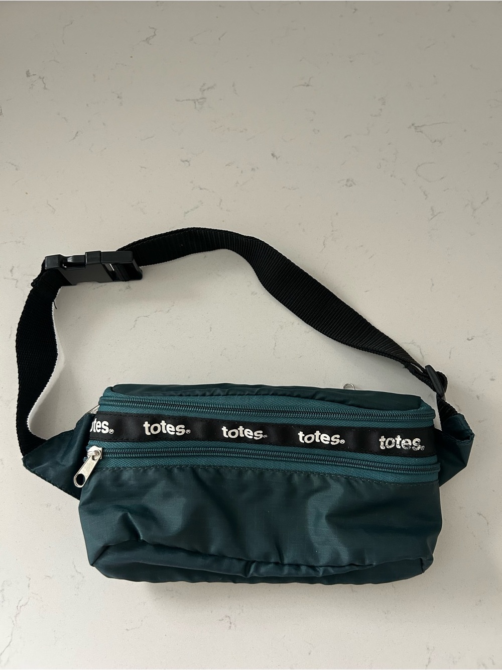 Vintage Totes Teal Green Belt Bag with Black Strap